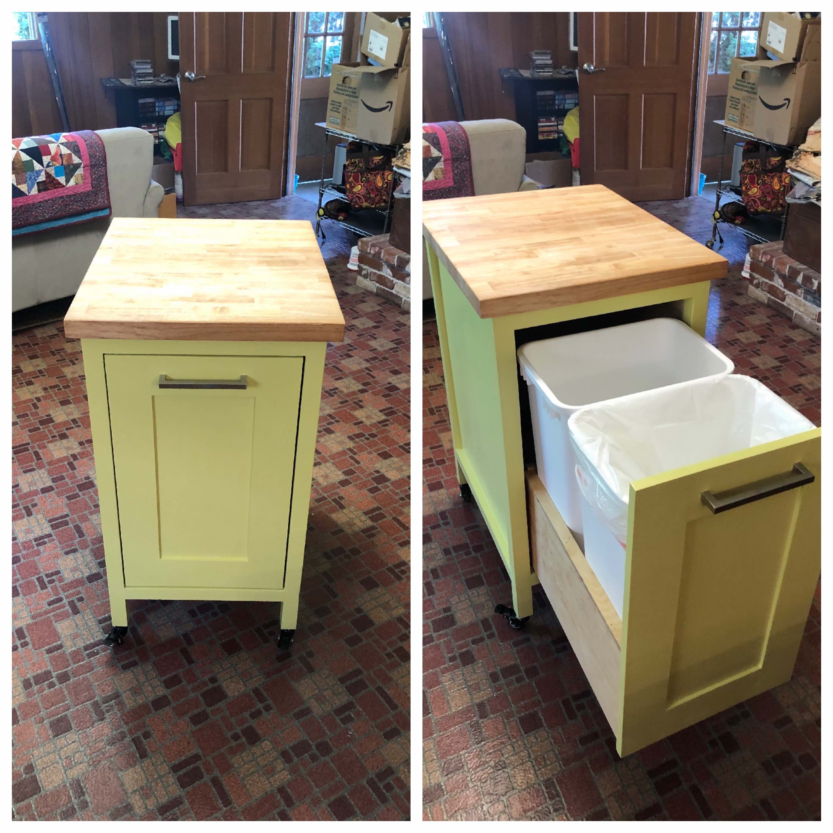 Kitchen Island With Built In Trash Can Things In The Kitchen